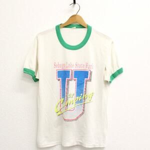 Vintage Sebago Lake State Park Camping Maine T Shirt Large